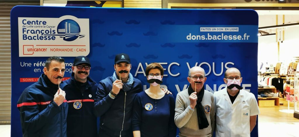 L'Union Départementale des Sapeurs-Pompiers du Calvados, le professeur Marc-André Mahé, le directeur du Centre François Baclesse et Madame Hermeline Delepouve, aux Rives de l'Orne. 