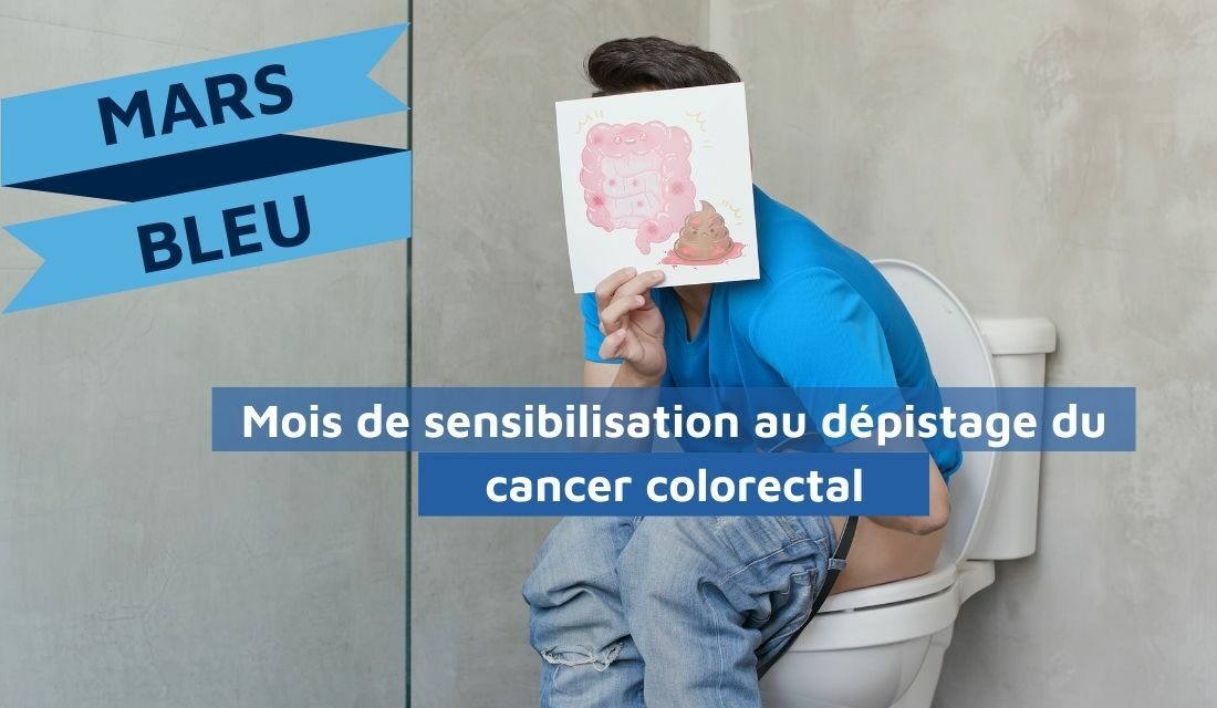 Personne réalisant son test de dépistage colorectal sur des toilettes