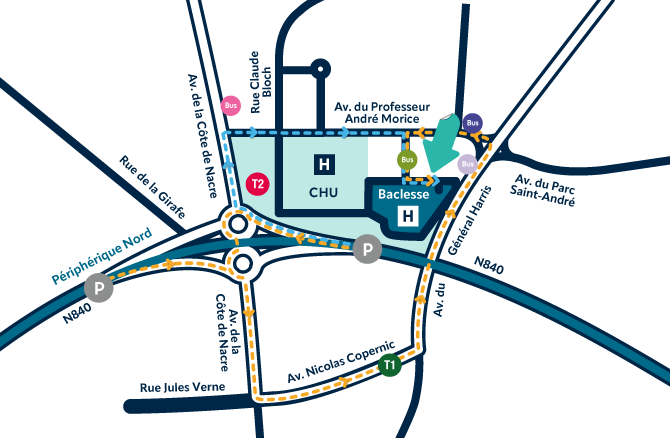 Plan d'accès au Centre Baclesse