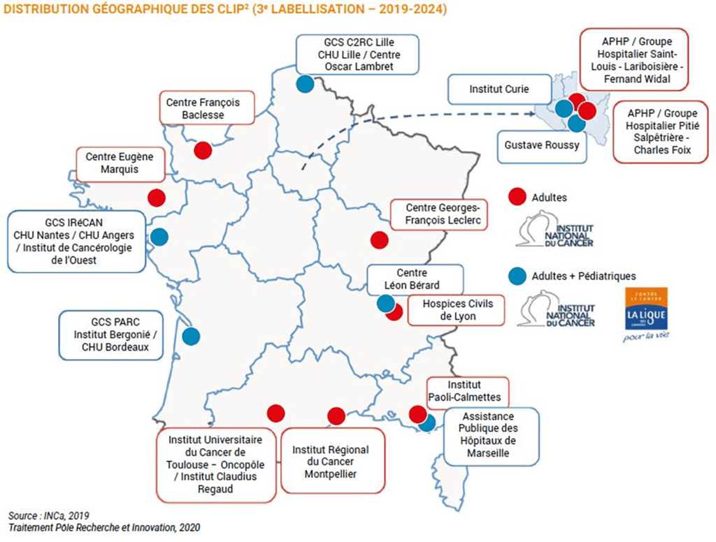 Geographical distribution of CLIP2 centres (3rd certification 2019-2024)