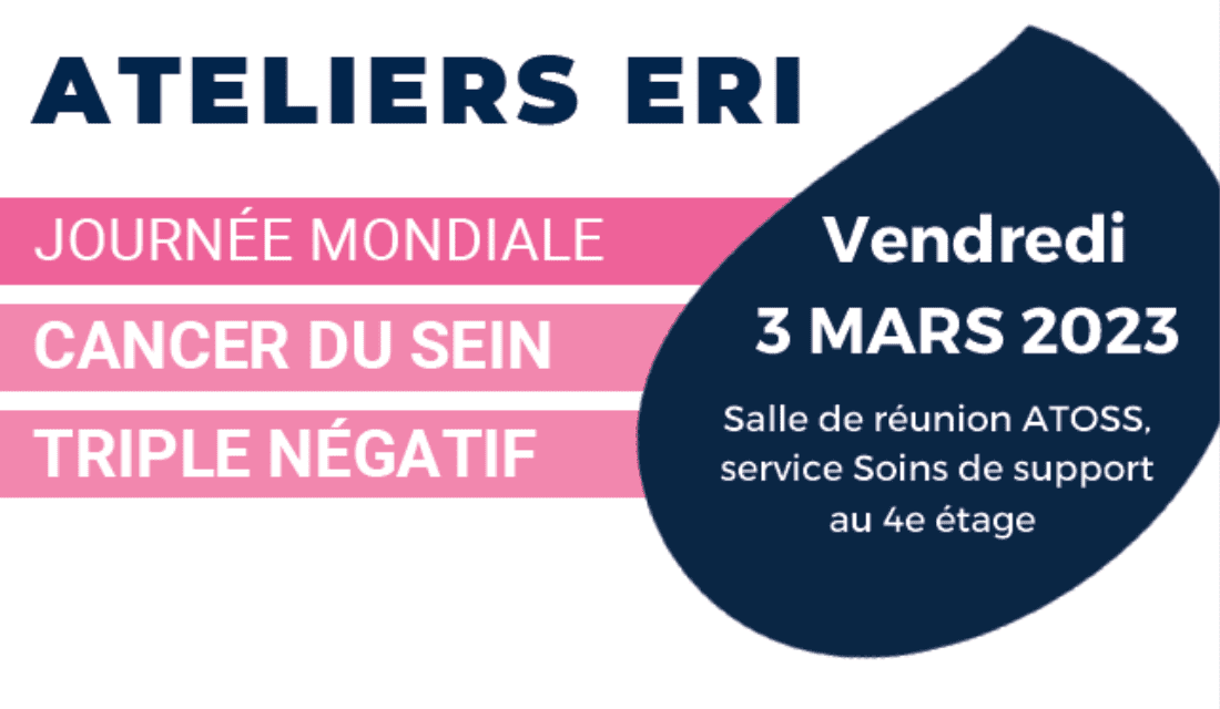 Flyer programme ateliers ERI pour la journée mondiale du cancer du sein triple négatif