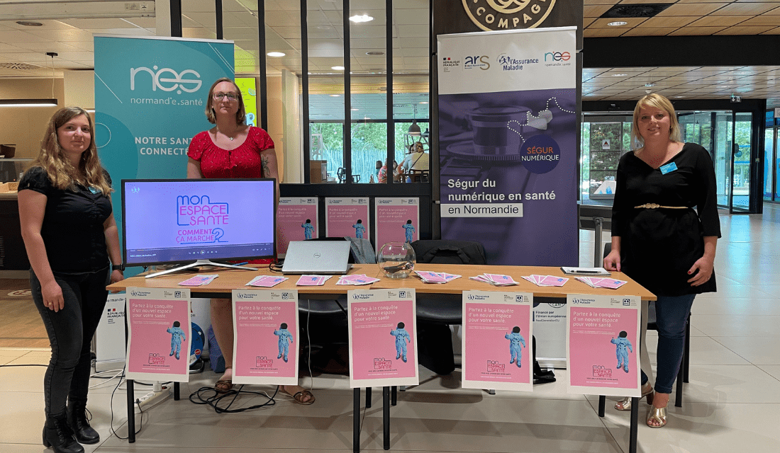 Stand d'infos au Centre Baclesse, sur le Ségur du numérique et Mon Espace Santé