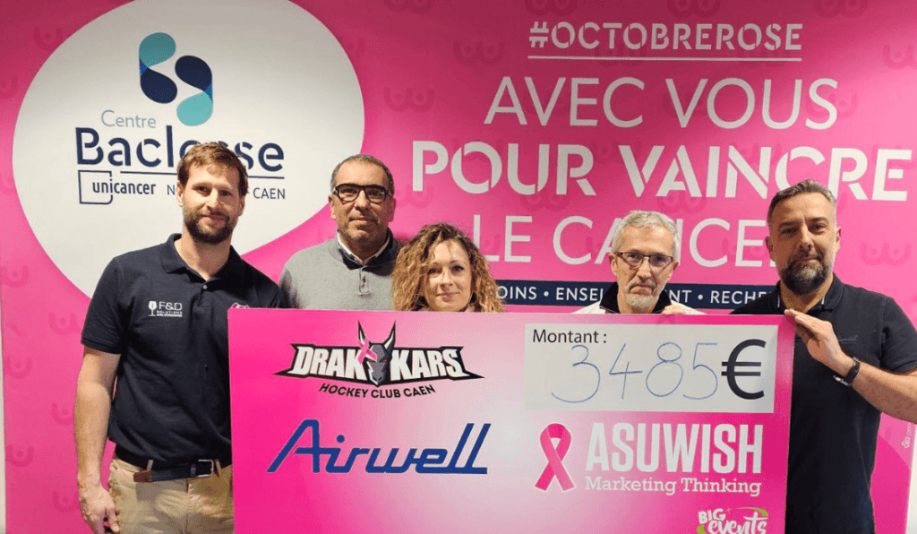 Remise de don des Drakkars de Caen au Centre Baclesse pour Octobre rose