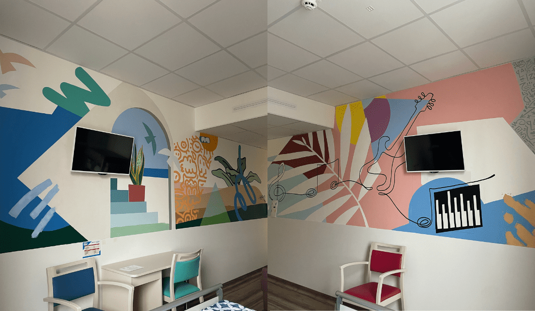 Fresques murales dans les chambres AJA du Centre Baclesse de Caen