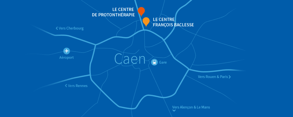 plan avec la localisation du Centre Baclesse et du centre de protonthérapie
