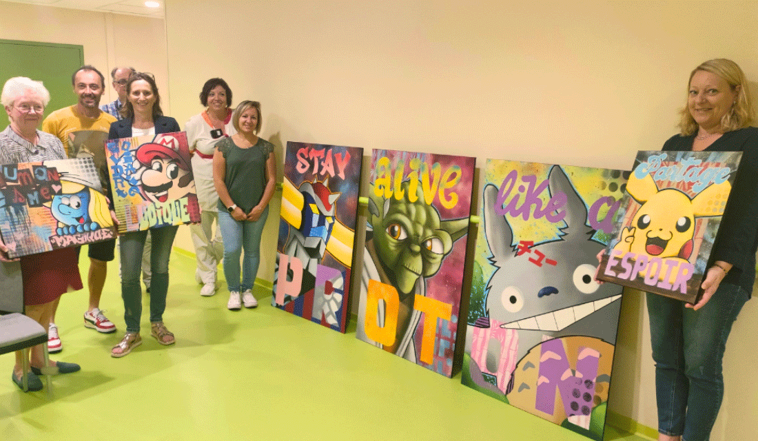Des tableaux financés par des dons pour le Centre Baclesse et réalisés par l'artiste Tete2lart vont orner une salle d'attente et un couloir du Centre de protonthérapie.