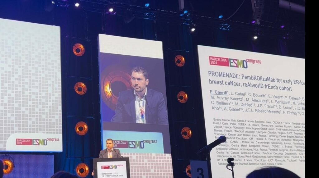 Dr François CHERIFI, oncologue médical au Centre Baclesse, lors de sa présentation au congrès de l'ESMO 2024