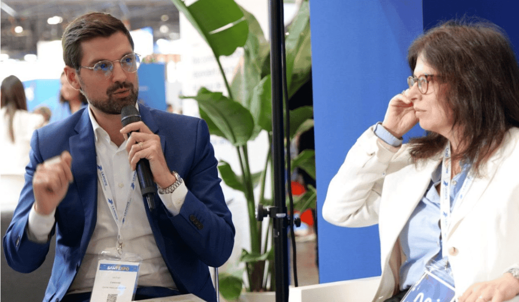 Michael Canovas (DGA du Centre Baclesse) et Sophie Beaupère (Déléguée générale d'Unicancer)